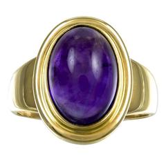 1990 Georg Jensen Cabochon Amethyst Gold Ring 