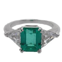 Luise Geometric Diamond Emerald Platinum Ring 11