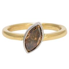 0.81 Carat Cognac Moval Diamond Solitaire Ring 6