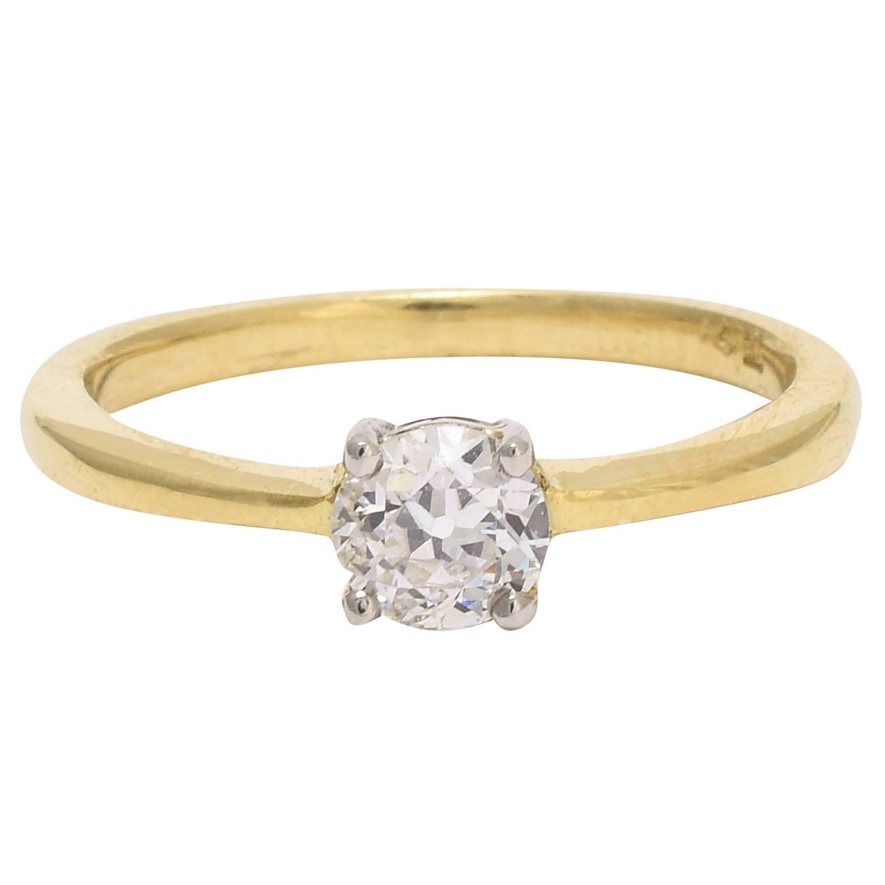 GIA Certified 0.47 Carat Transitional Cut Diamond Engagement Ring