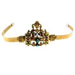 1700s Antique Italian Enamel Gold Tiara 