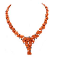 Luise Diamonds Blue Sapphires Coral Necklace 3