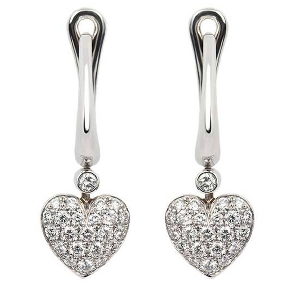 Classic Tiffany & Co. Diamond Heart Drop Earrings