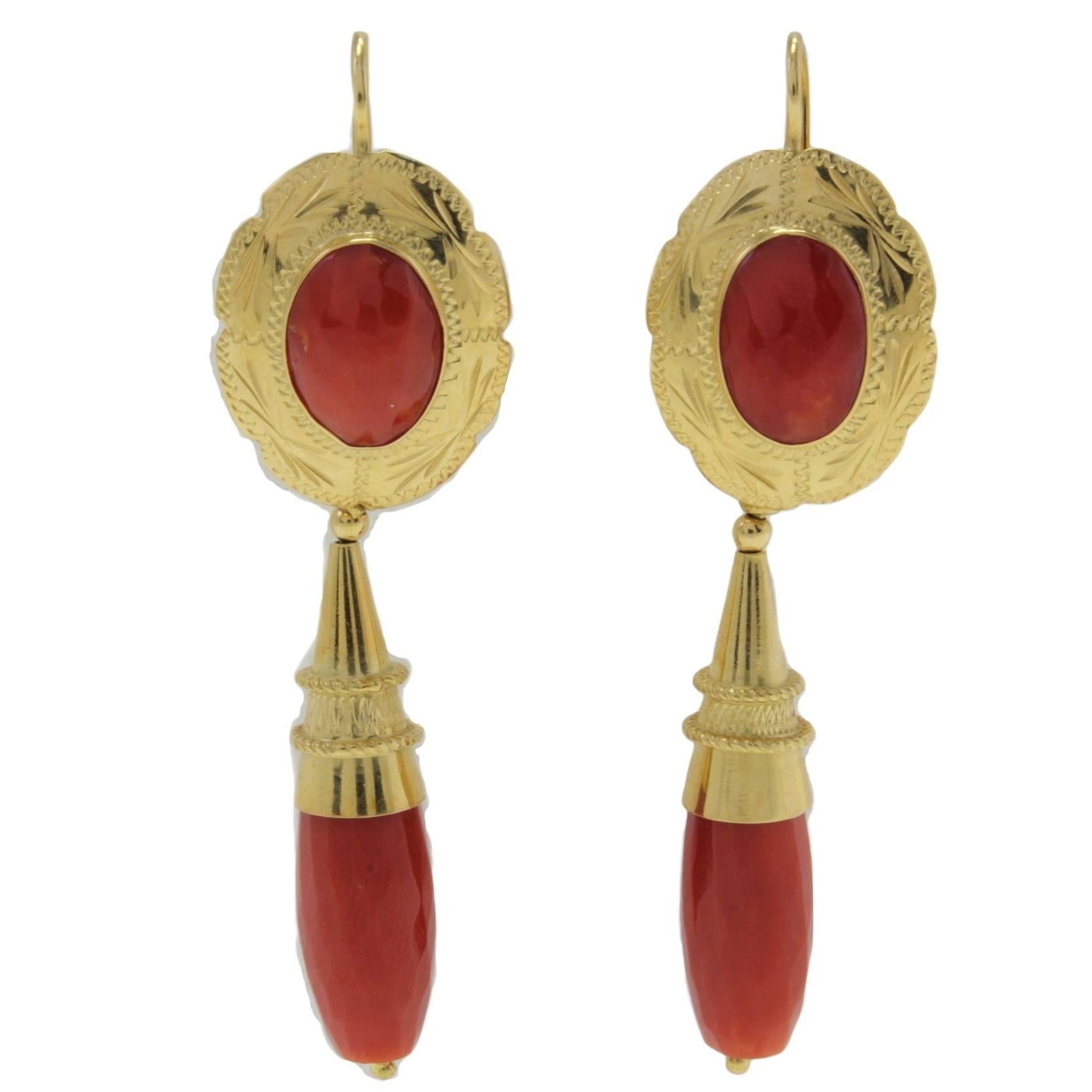 Luise Coral Gold Earrings