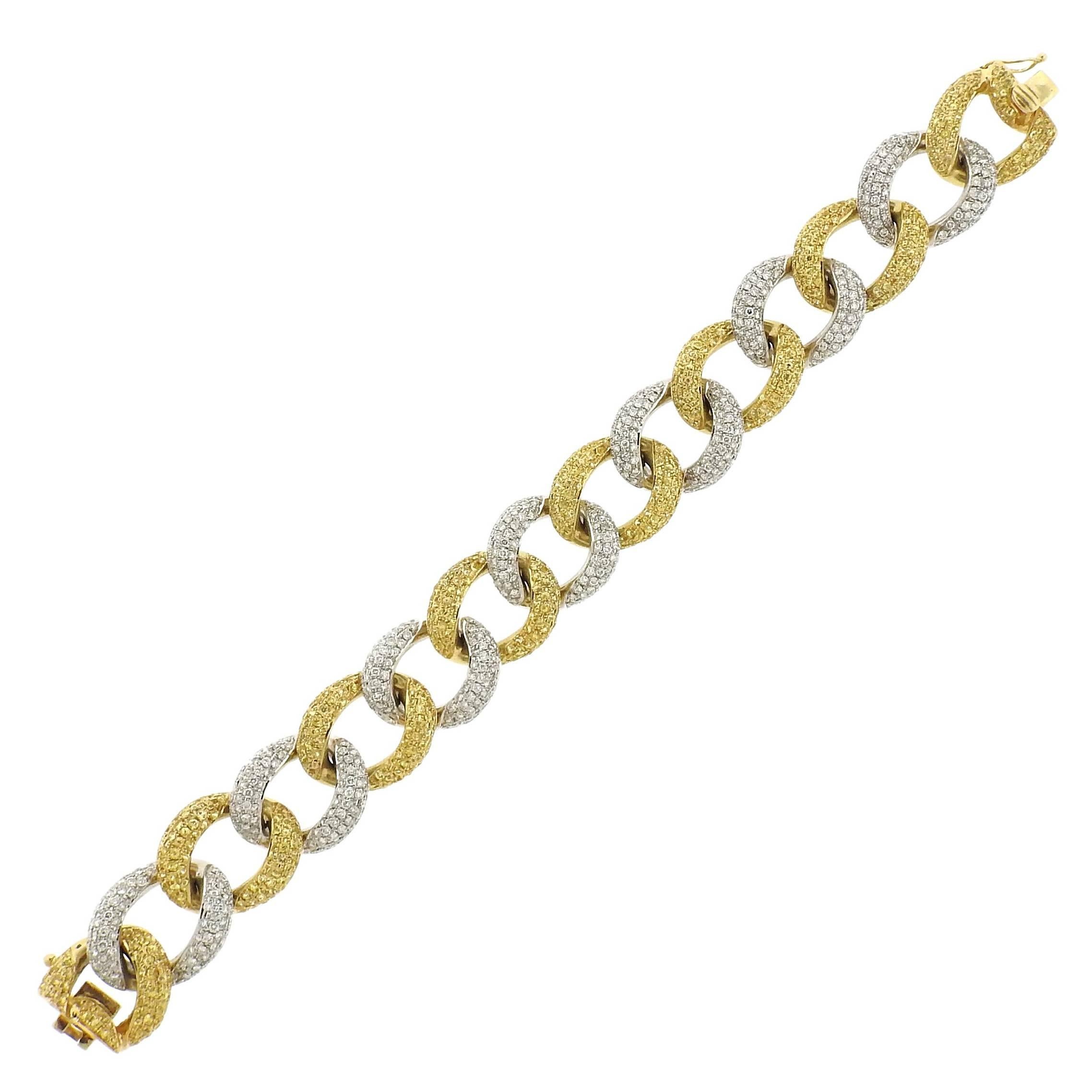 Modern Sapphire Diamond Gold Link Bracelet For Sale