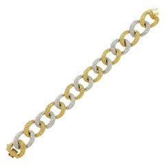 Modern Sapphire Diamond Gold Link Bracelet