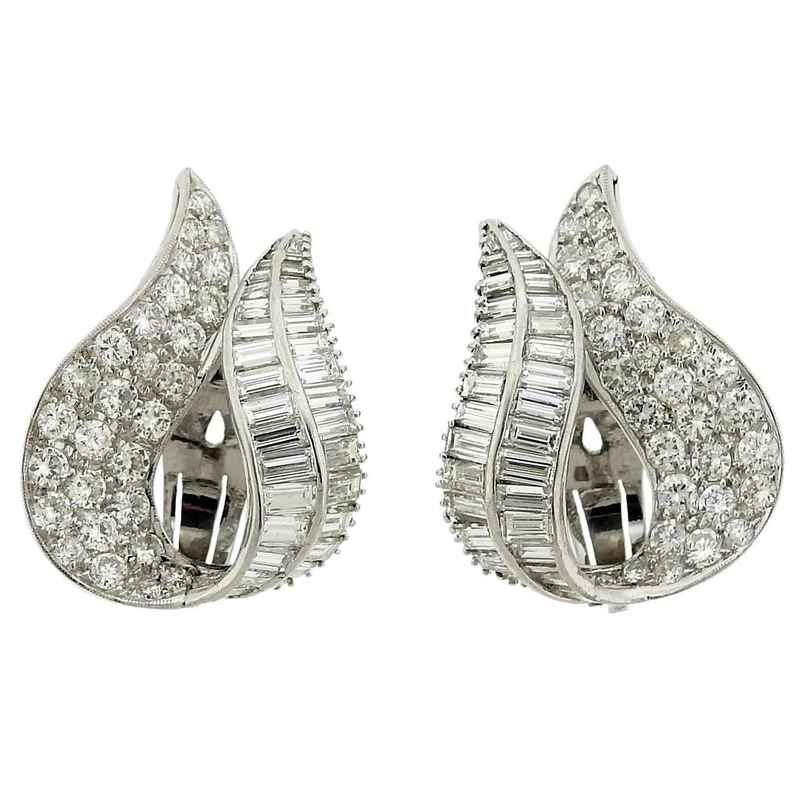 Iconic 1950s Diamond Platinum Earrings 