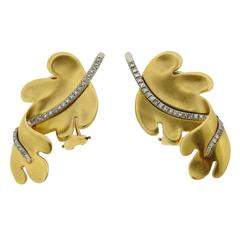 1980s Tiffany & Co. Diamond Gold Platinum Leaf Earrings 12