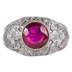 Art Deco 2.02 Carat Ruby Diamond Platinum Ring