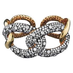 Champagne Diamond and Gold Link Cuff Bracelet 10