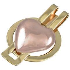 Retro Rose and Yellow Gold Heart Money Clip