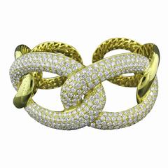 Damasco Diamond Gold Link Cuff Bracelet