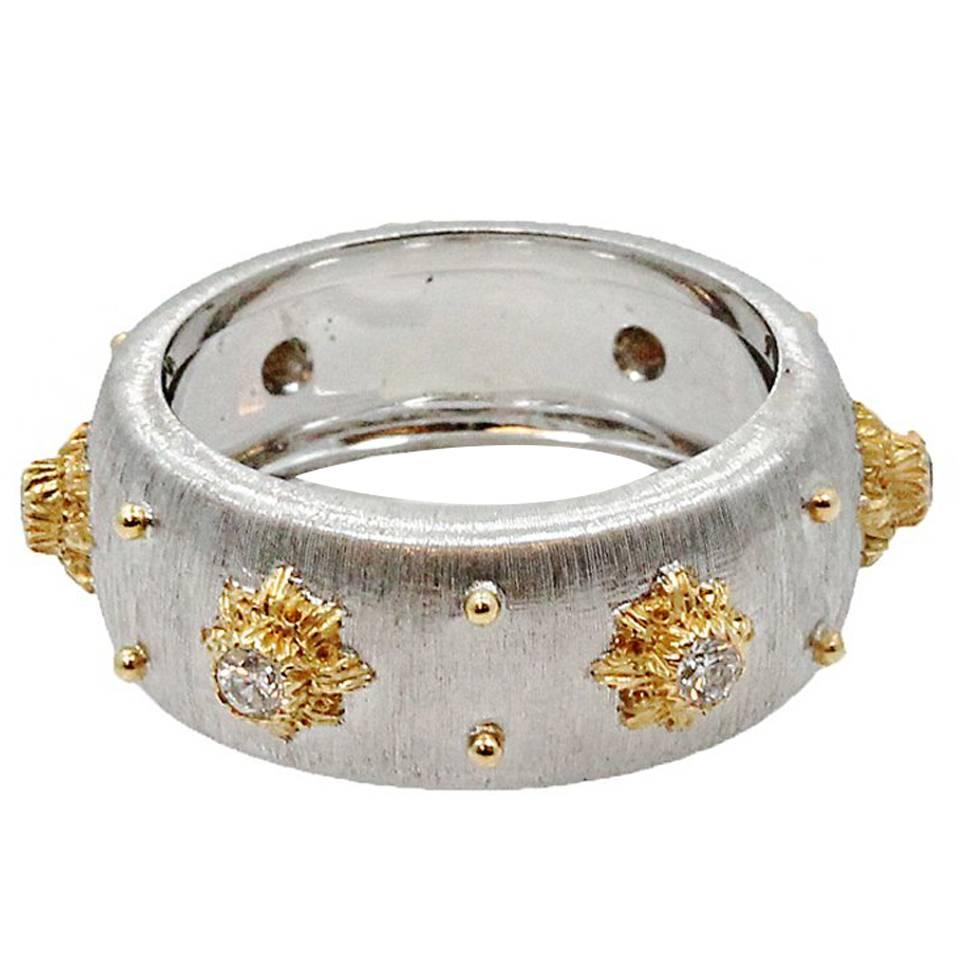 Buccellati Macri Band Diamond Two Color band ring For Sale