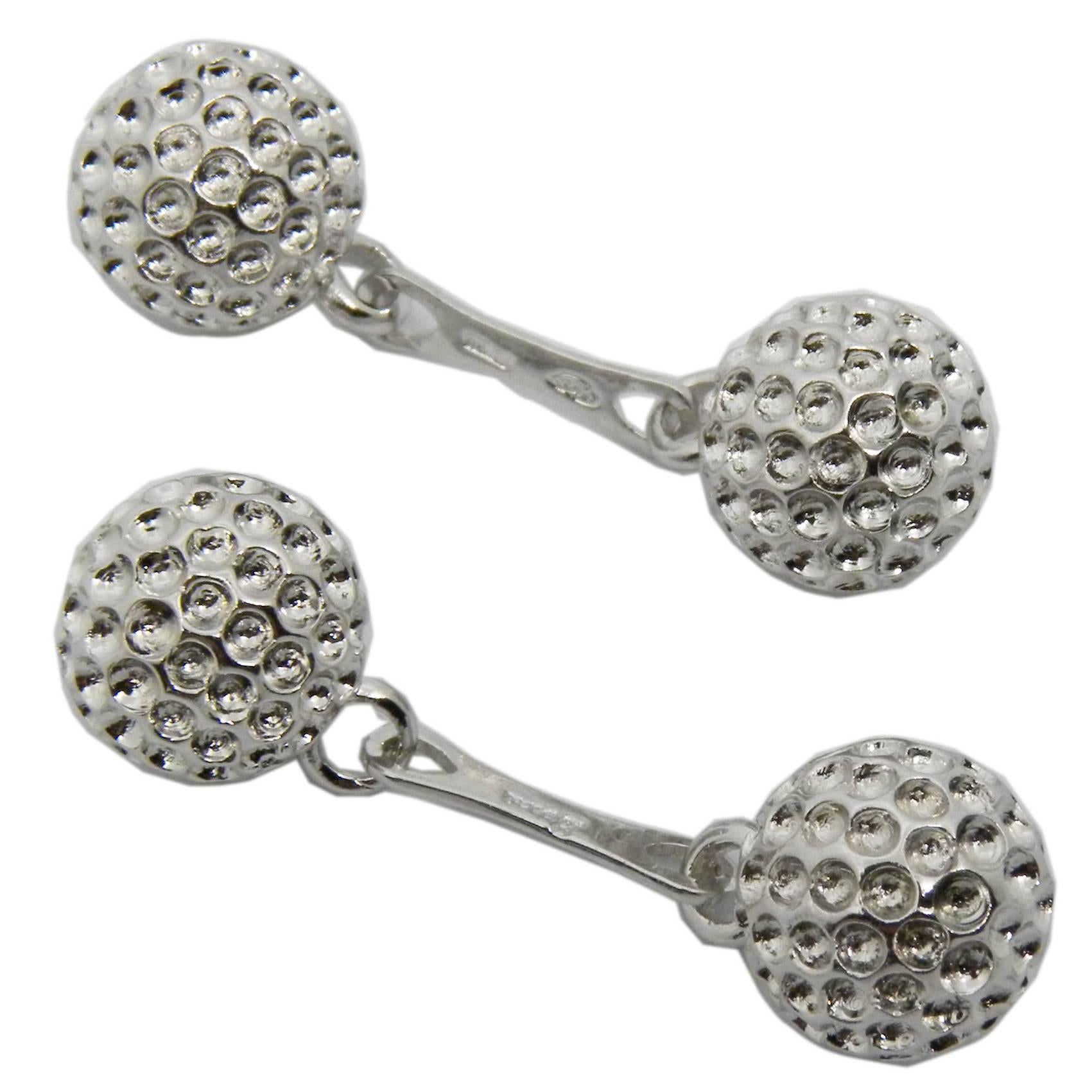 Berca Golf Ball Shaped Solid Sterling Silver Cufflinks