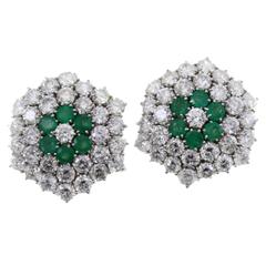 Luise Diamonds Emeralds Gold Earrings 4