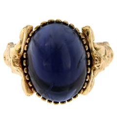 Iolite Gold Sculptural Man Body Dome Gold Ring