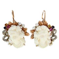 Luise Diamonds Rubies Blue Sapphires Topaz Stones Pearls Gold Silver Earrings 11