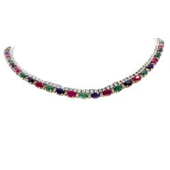 Luise Rubies Emeralds Blue Sapphires Diamonds Gold Necklace 11