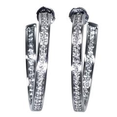 Cartier Diamond White Gold Hoop Earrings