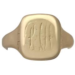 1900s 18 k Yellow Gold Signet Ring with Enamel 6