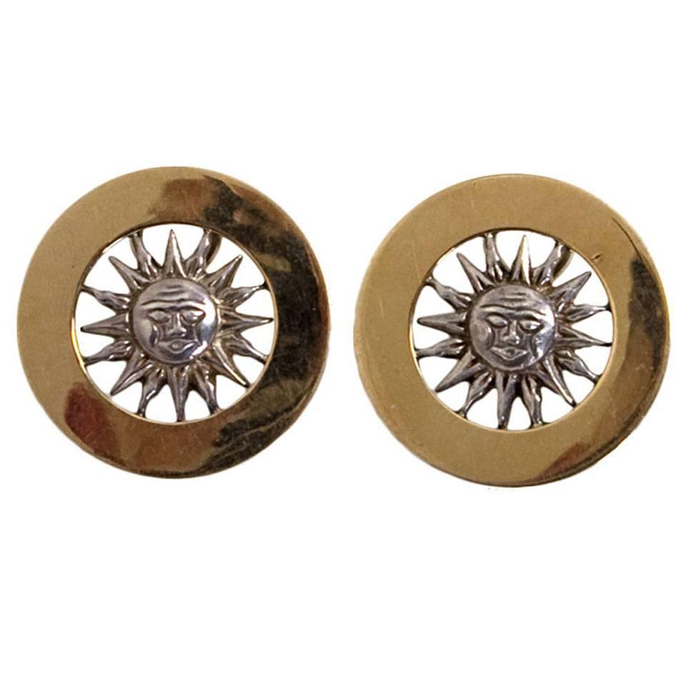Gucci Gold and Silver Sun Face Earrings
