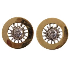 Vintage Gucci Gold and Silver Sun Face Earrings