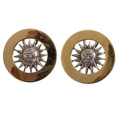 Gucci Gold and Silver Sun Face Earrings 9
