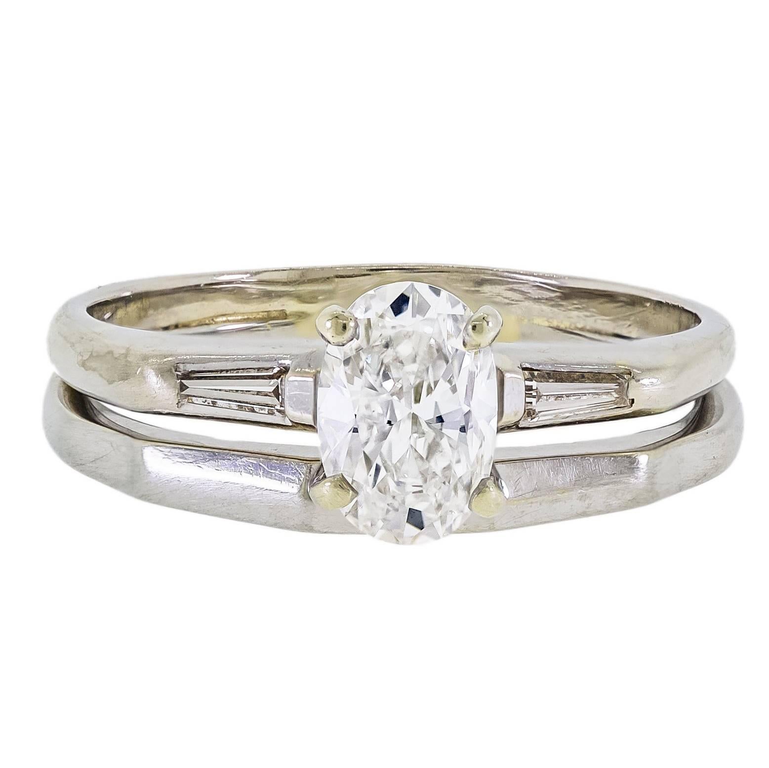 Pretty Diamond Solitaire and White Gold Ring For Sale