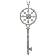 Tiffany & Co. Kaleidoscope Diamond Platinum Key Pendant Chain Necklace 9