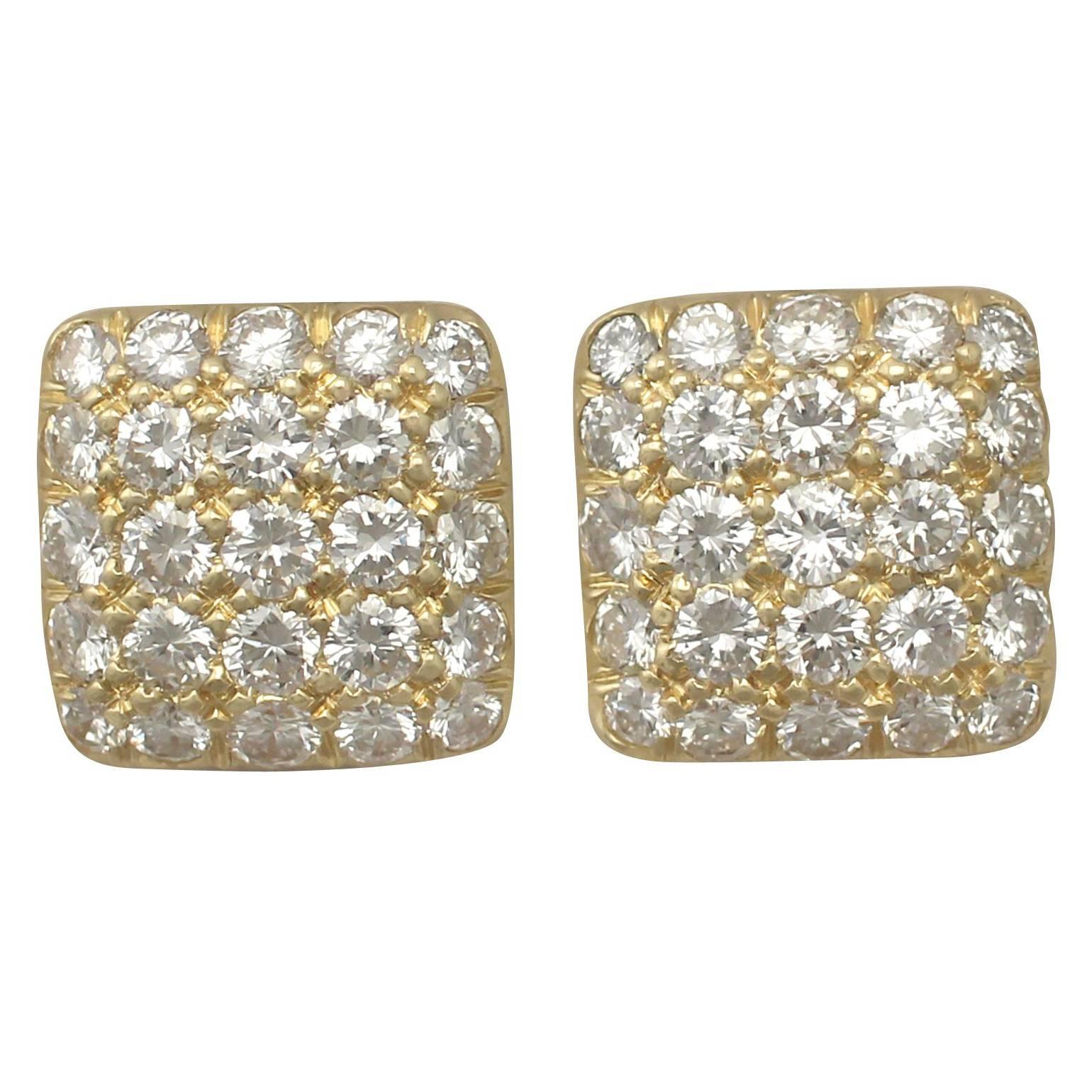1980s 1.50 Carat Diamond Yellow Gold Cufflinks