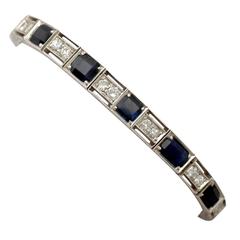 1910s Art Deco 9.85 Carat Sapphire and 2.48 Carat Diamond Bracelet 