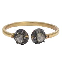 Rose Cut Diamond Two-Stone silver gold Torque Ring