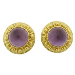 Elizabeth Locke Amethyst Mother of Pearl Gold Earrings