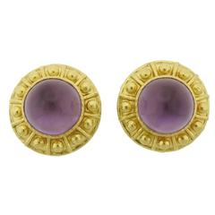 Elizabeth Locke Amethyst Mother of Pearl Gold Earrings 8