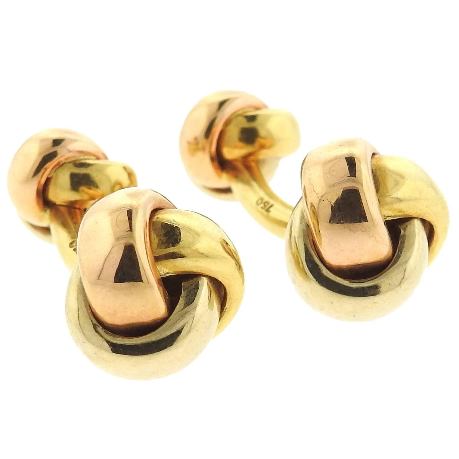 Cartier Trinity Tri Color Gold Knot Cufflinks
