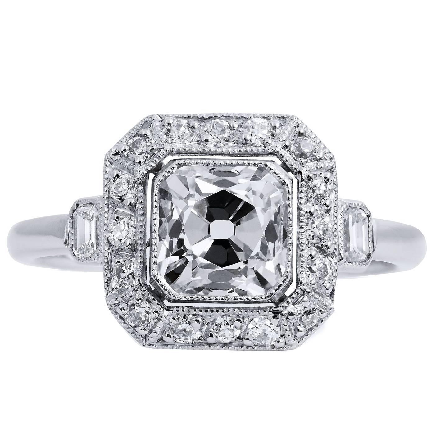 Peruzzi 1.29 Carat Cut Diamond Platinum Engagement Ring