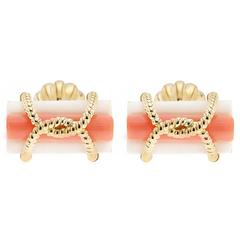 Triple Coral Tube Gold Wire Cufflinks 11
