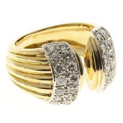 Diamond Open Ribbed Gold Cocktail Ring 3