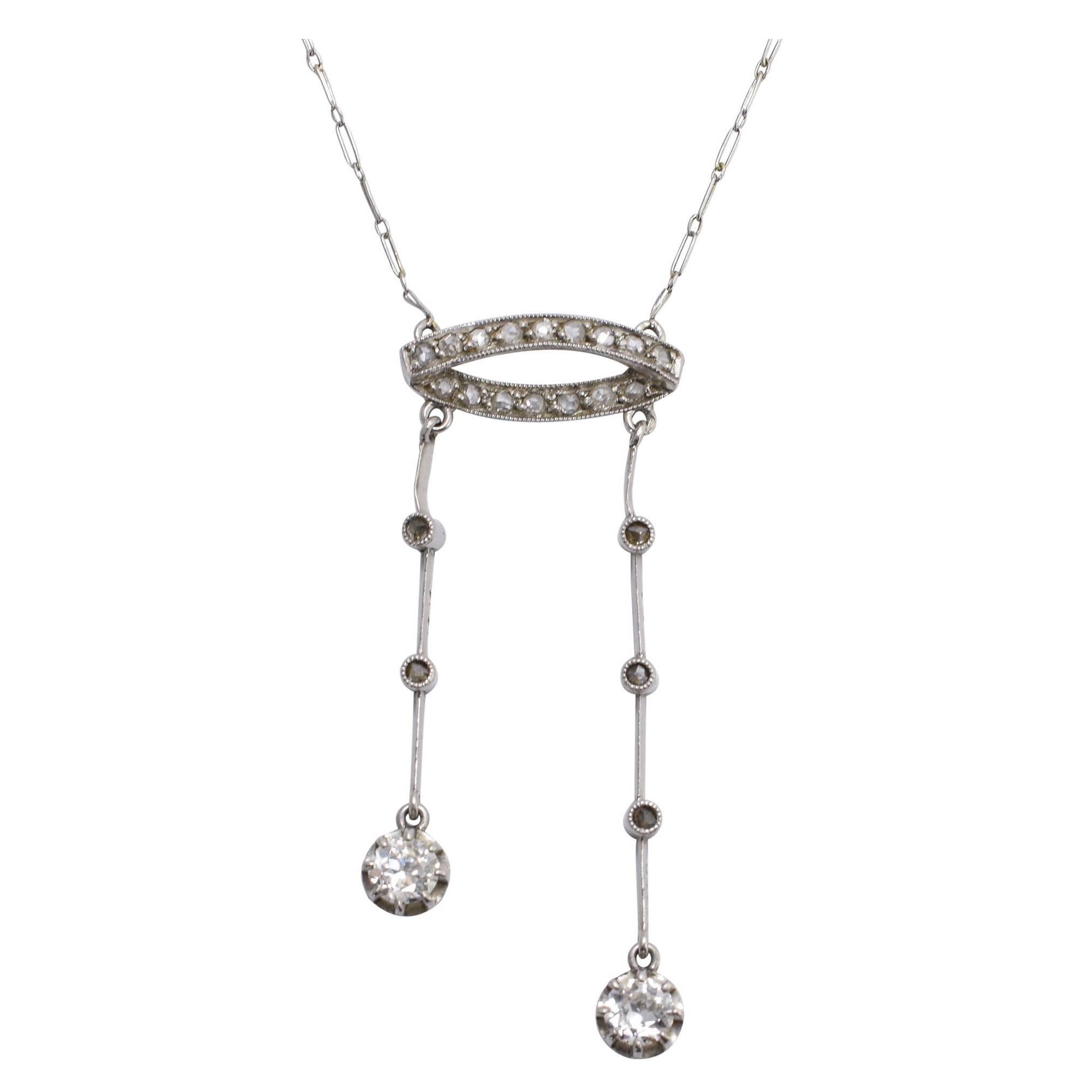 Antique Diamond Platinum Negligee Necklace
