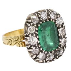 Antique Georgian Emerald Diamond Cluster Ring 11