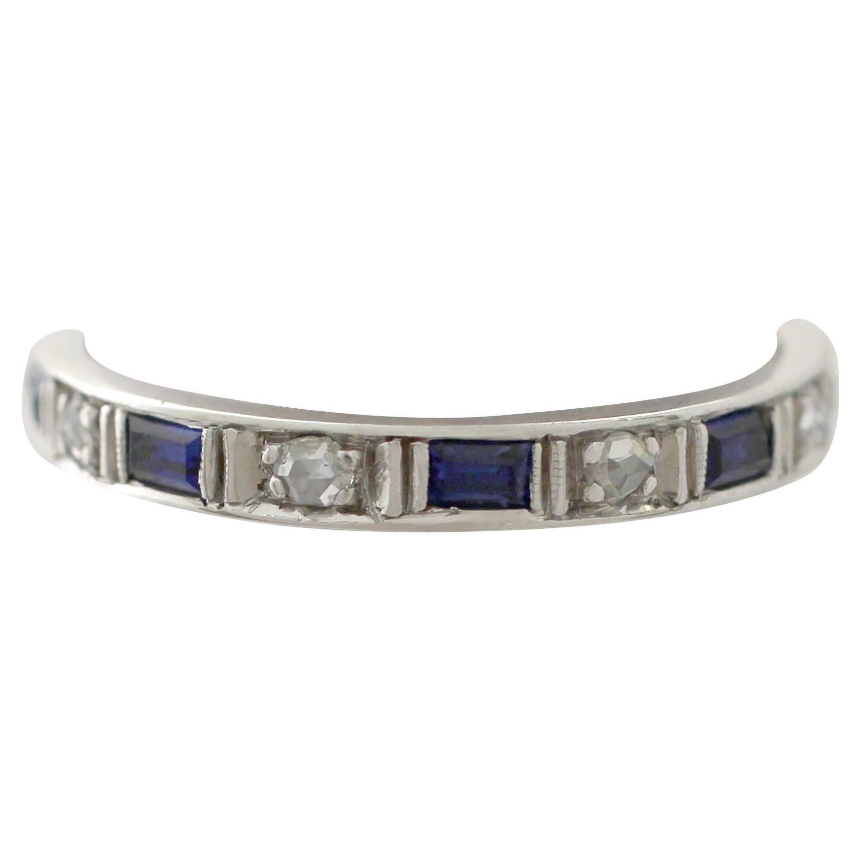 1950s 0.30 Carat Sapphire and 0.27 Carat Diamond, 18 Karat Gold Eternity Ring