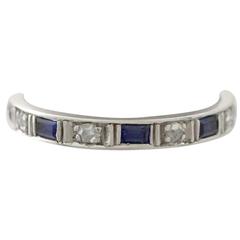 Vintage 1950s 0.30 Carat Sapphire and 0.27 Carat Diamond, 18 Karat Gold Eternity Ring