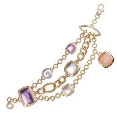 Gemstone Diamond Multi-Strand gold Bracelet 