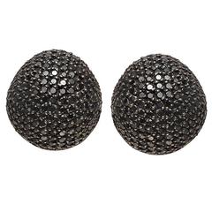 Yossi Harari Black Diamond Dome Earrings