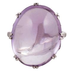 Cabochon Amethyst platinum Ring