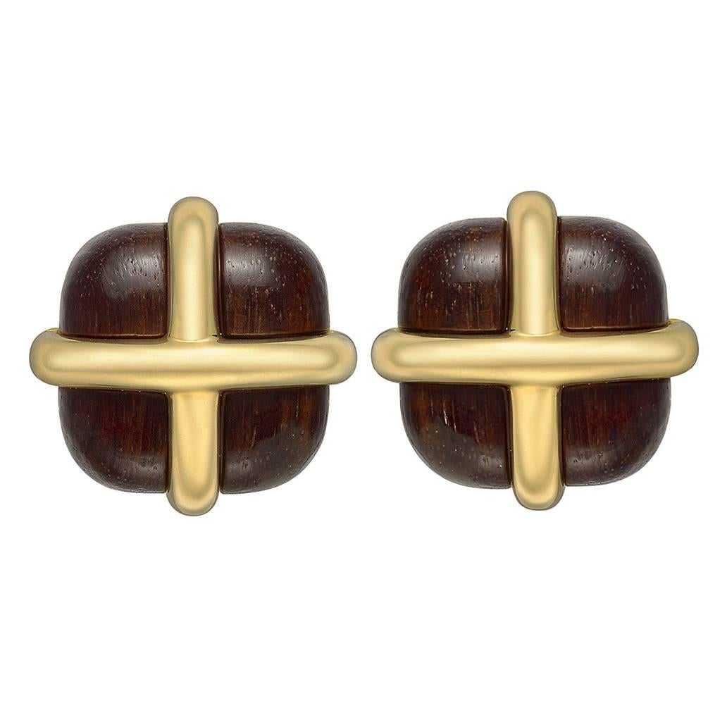 Seaman Schepps ​Rosewood Yellow Gold Crossover Earclips