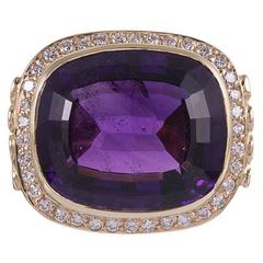 20 Carat Amethyst Diamond Halo Ring
