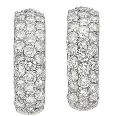 Three Row Diamond Half Hoop Earrings