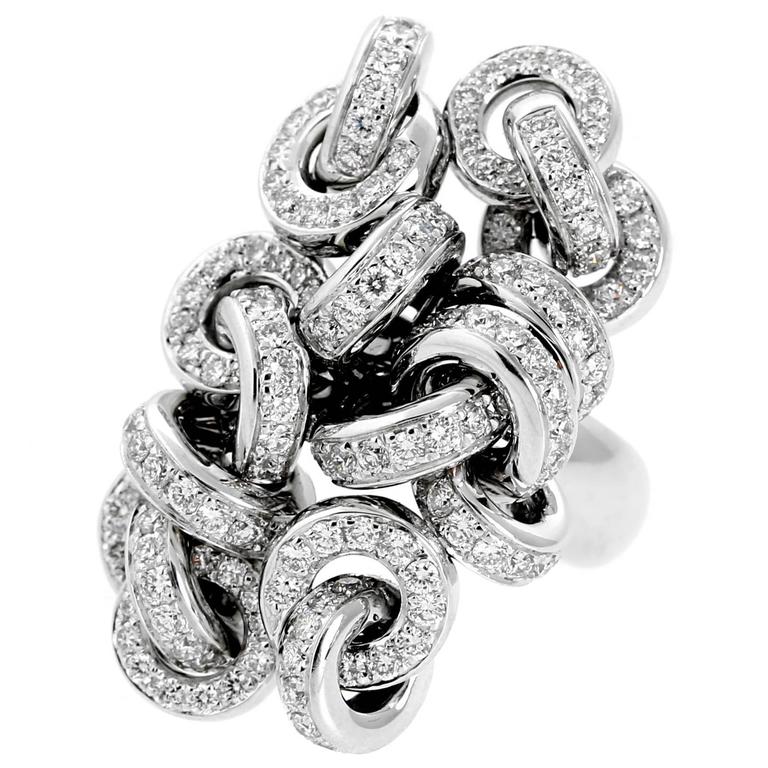 De Grisogono Diamond Cocktail White Gold Ring For Sale at 1stdibs
