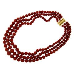 Antique Red Natural Mediterranean Coral Necklace